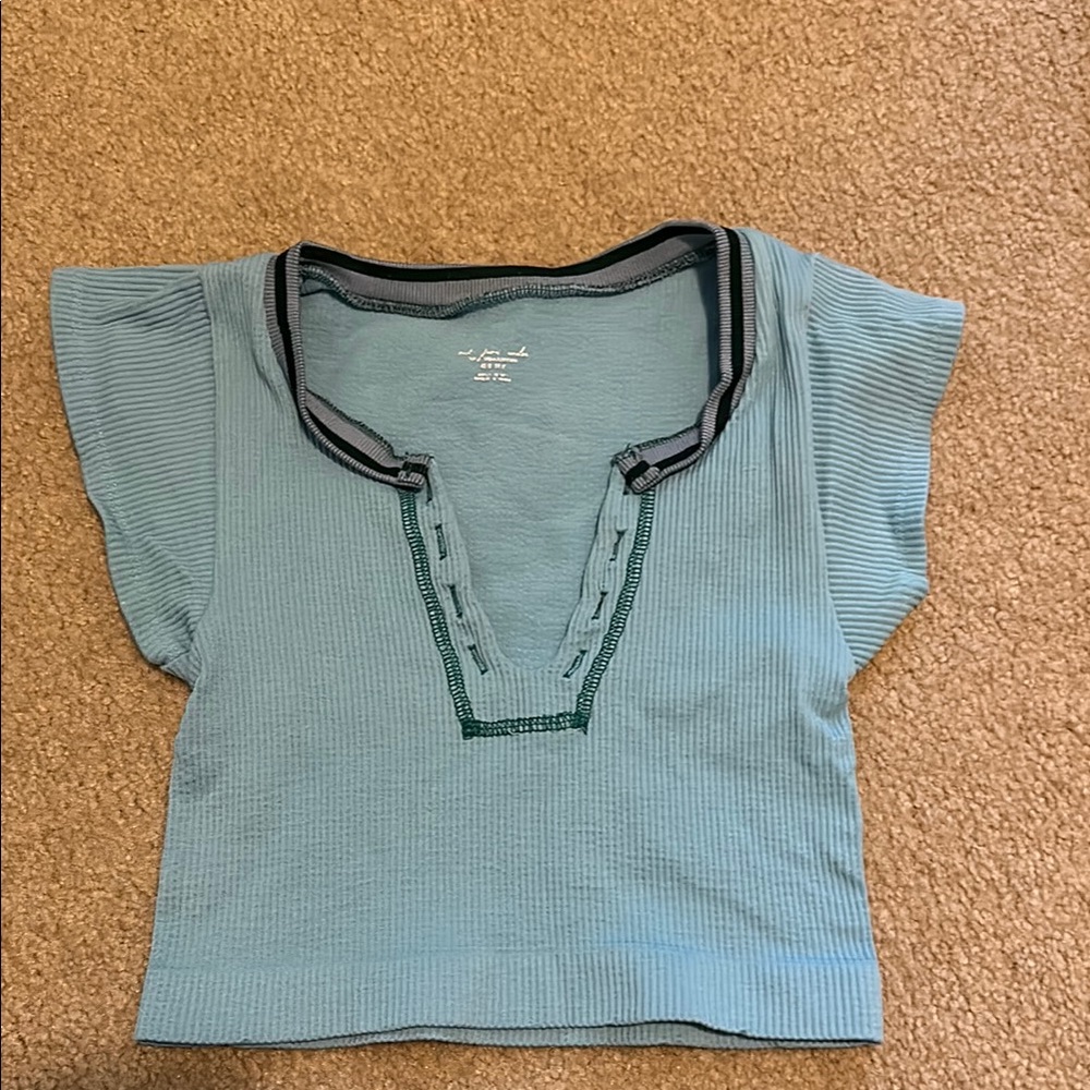 Urban Outfitters Green Crop Top with Sailor Collar
